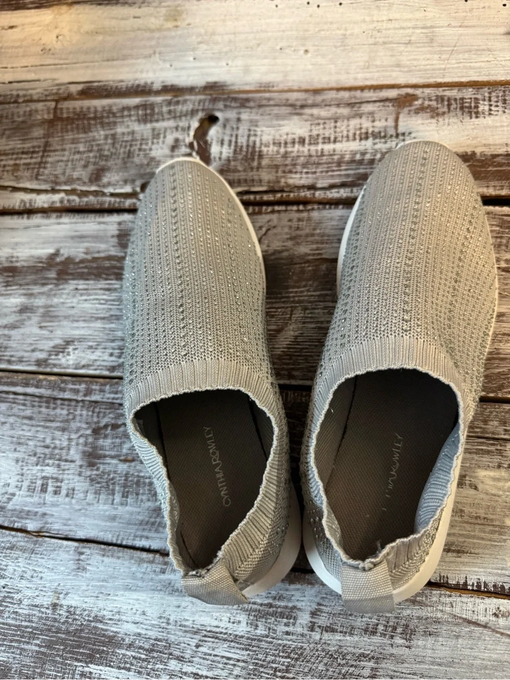 Cynthia Rowley Gray Slip-On Sneakers with Sparkle